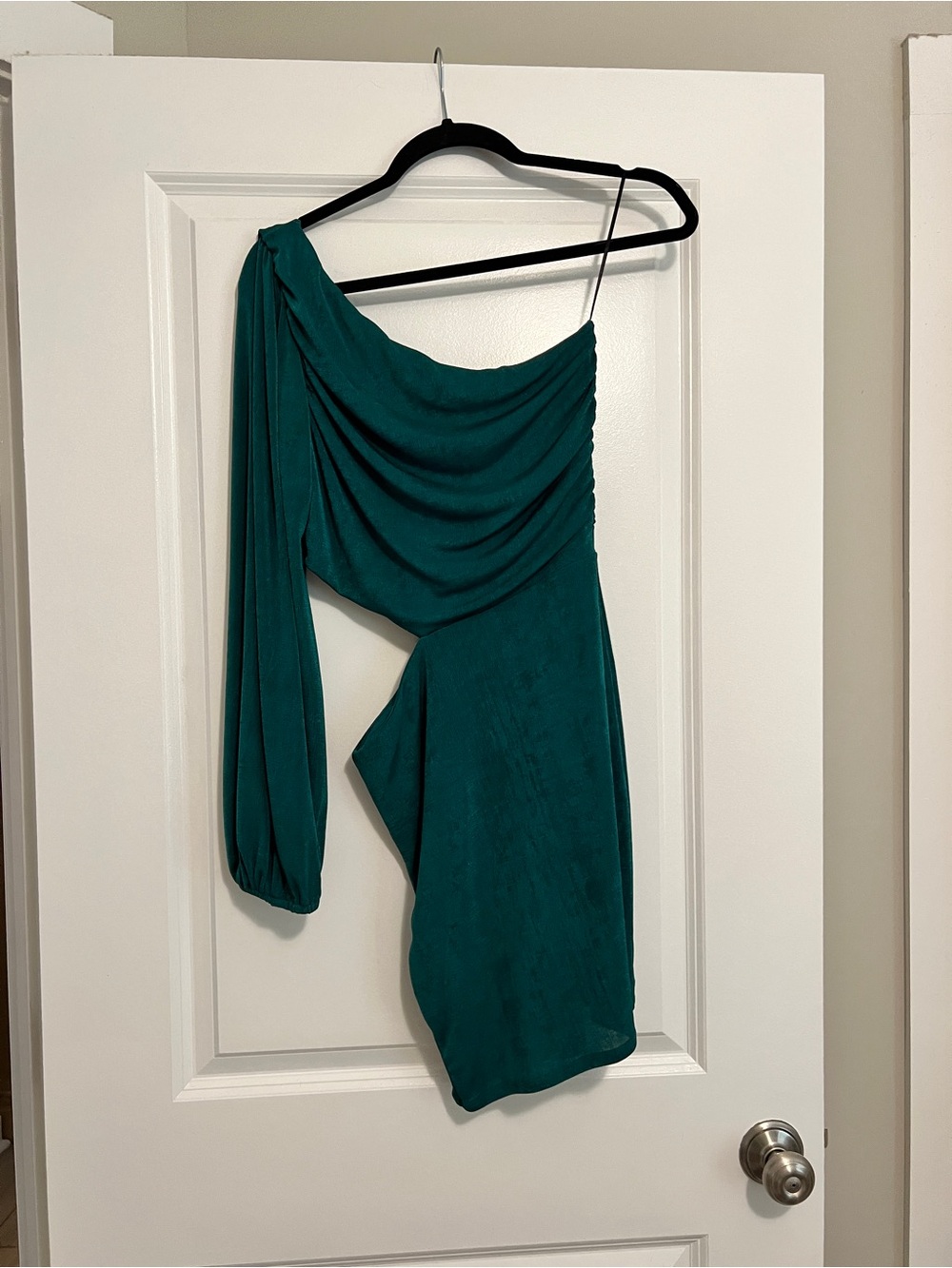 Altar'd State Teal One-Shoulder Draped Mini Dress